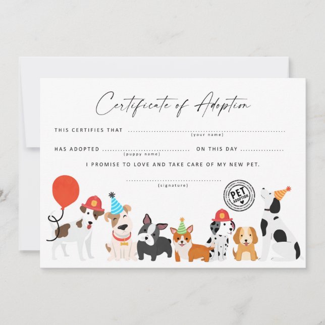 Convites Adotar um Certificado de Aprovação de Aniversário  (Frente)