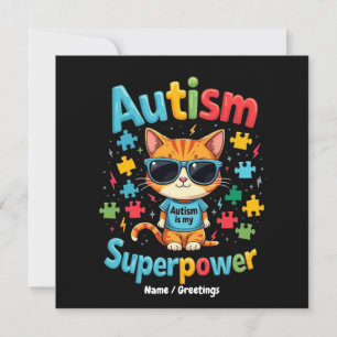 Convites Adote Amante de Gatos Autismo É Meu Superpoder 