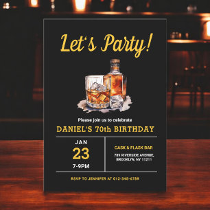 Convites Adulto: 70 anos de Festa de aniversário Whiskey Bo