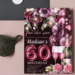 Convites Adulto Luxury Magenta Wine 60º Aniversário<br><div class="desc">Design de Aniversário do Luxury Magenta Wine Adulto. Os produtos de mistura podem ser encontrados na coleção de Aniversário do Adulto Magenta Wine.</div>