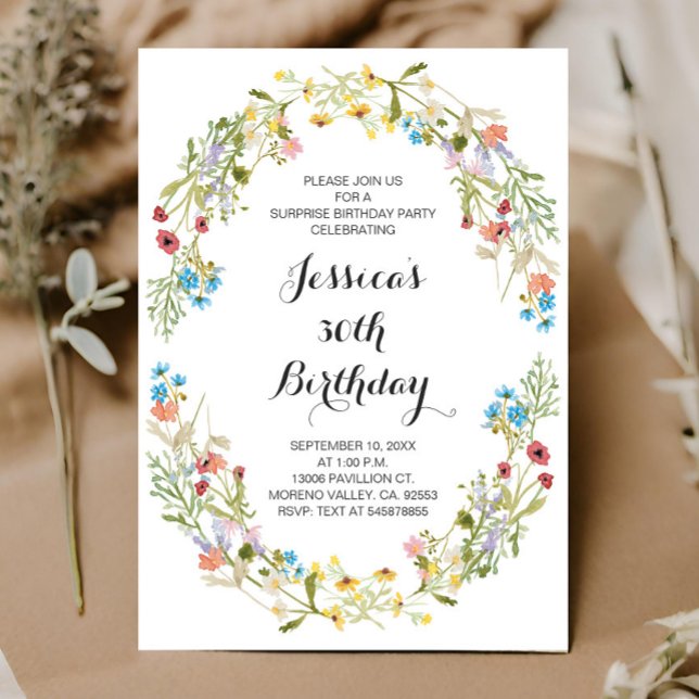 Convites Adultos Flores Florais Aniversário A Qualquer Idad (Criador carregado)