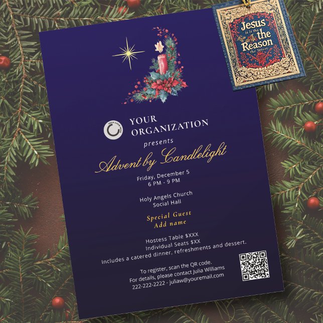 Convites Advento com Luz de Velas Ministério de Mulheres Na (Advent by Candlelight Women Ministry Christmas Invitation)