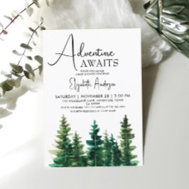 Convites Adventure Aguarda Aquarela Rustic Pine Boy