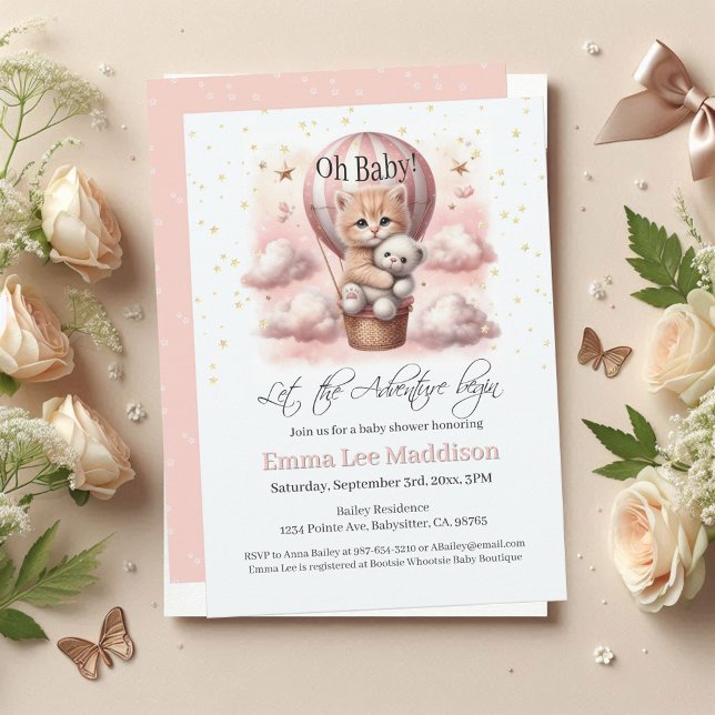 Convites Adventure Aguarda Bebê Kitten Ar Quente Balão (Criador carregado)