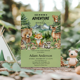 Convites Adventure aguarda Chá de fraldas da Floresta Verde