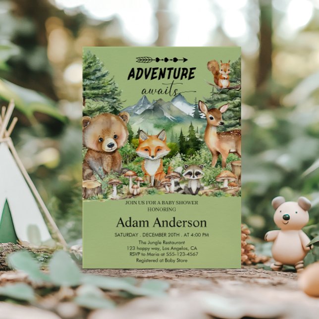 Convites Adventure aguarda Chá de fraldas da Floresta Verde (Criador carregado)