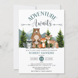 Convites Adventure Aguarda Chá de fraldas De Animais Da Flo