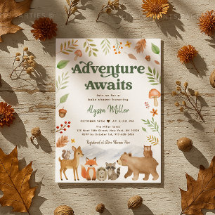 Convites Adventure Aguarda Chá de fraldas De Animais Da Flo
