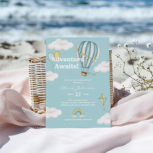 Convites Adventure aguarda Chá de fraldas de balão de ar qu