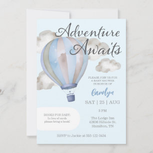 Convites Adventure Aguarda Chá de fraldas de balão de ar qu