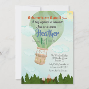Convites Adventure Aguarda Chá de fraldas de balão de ar qu
