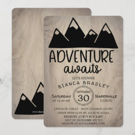 Convites Adventure Aguarda Chá de fraldas De Madeira