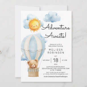 Convites Adventure Aguarda Chá de fraldas do Air Balloon Bo