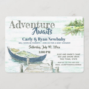 Convites Adventure Aguarda Lago e Chá de fraldas de Canoa