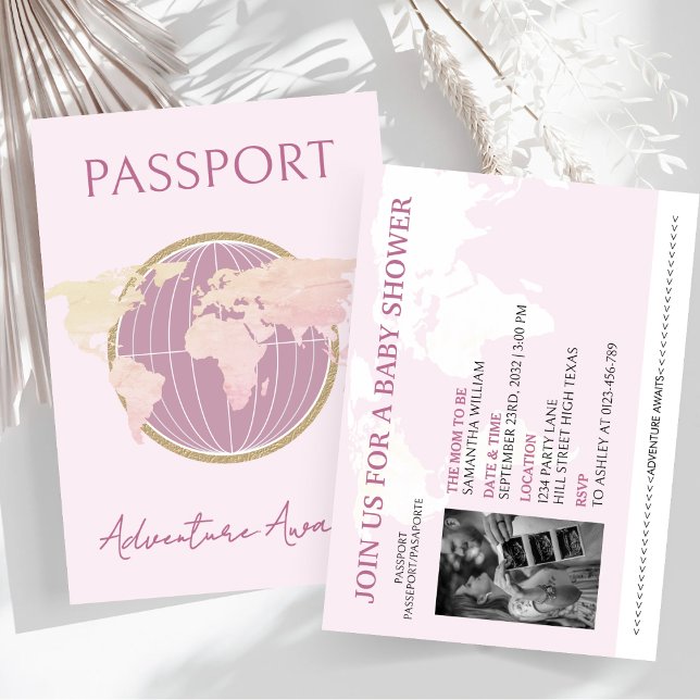 Convites Adventure Aguarda o Viagem do Passport Girl (Criador carregado)