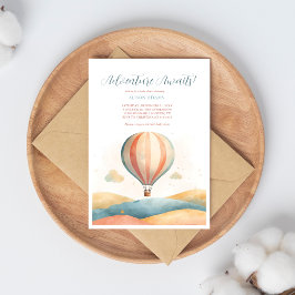 Convites Adventure Awaits Balloon Baby Shower Invitation