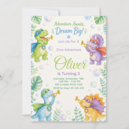 Convites Adventure Awaits Dream Big Dinosaur Birthday