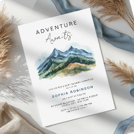 Convites Adventure Awaits Mountains Forest Baby Shower