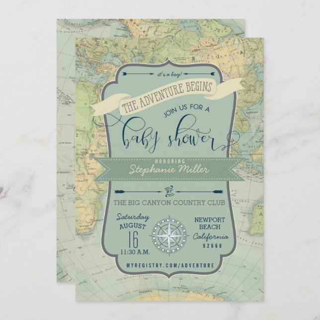 Convites Adventure Baby Boy Chá Invites (Frente/Verso)