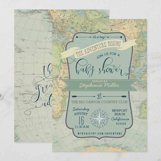 Convites Adventure Baby Boy Chá Invites (Frente/Verso)