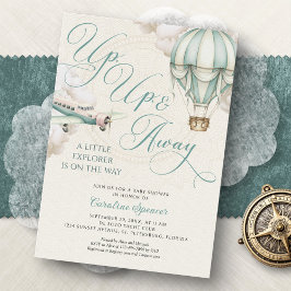 Convites Adventure Balloon Airplane Baby Shower Invitation