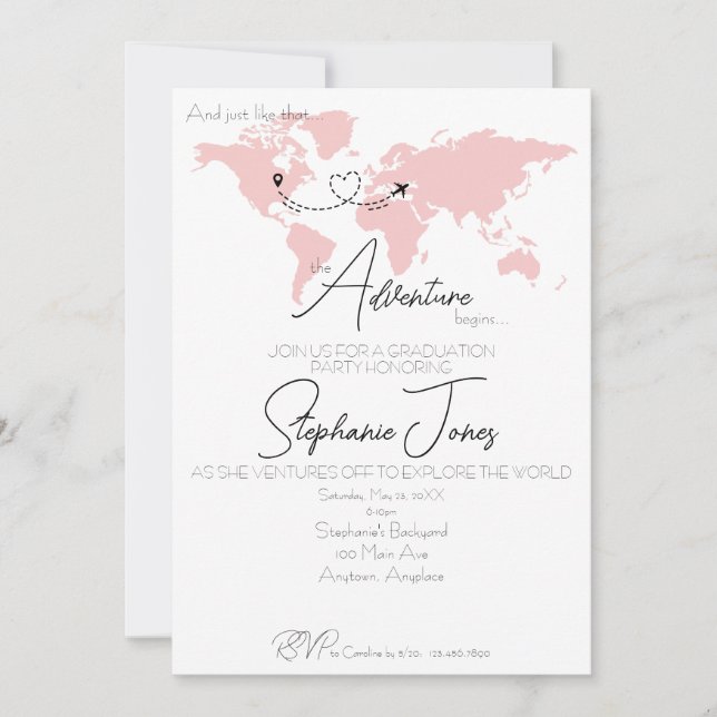 Convites Adventure Begins College Graduation Party (Frente)