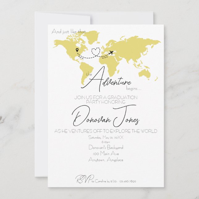 Convites Adventure Begins College Graduation Party (Frente)