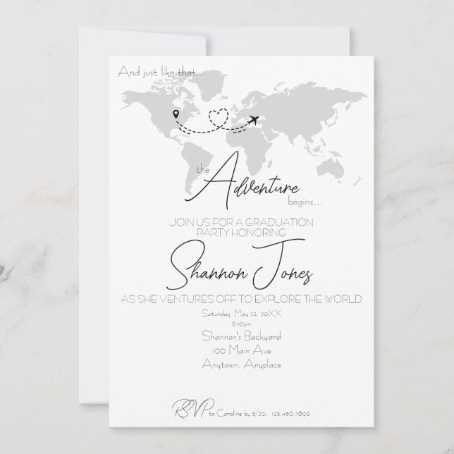 Convites Adventure Begins College Graduation Party (Frente)