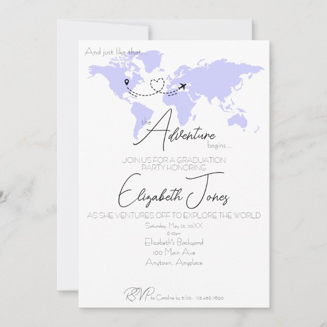 Convites Adventure Begins College Graduation Party (Frente)