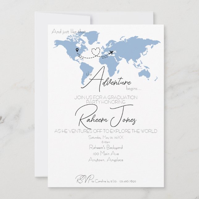 Convites Adventure Begins College Graduation Party (Frente)