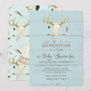 Convites Adventure Boy Teepee Wood Arrows Deer