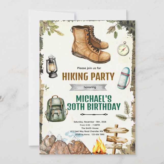 Convites Adventure hiking camping party Invitation (Frente)