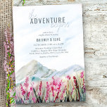 Convites Adventure inicia Chá de Casais de montanha<br><div class="desc">A Aventura Começa. Casamento de montanha d'água temido casais convite para chá com paisagem idílica de serras azuis e prados cor-de-rosa de flor silvestre. A beleza da natureza inspirou um design cênico - perfeito para destinos ao ar livre, refúgios montanhosos e refúgios de parques rurais ou cinzas azuis empoeiradas e...</div>