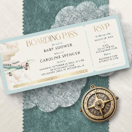 Convites Adventure Travel Boarding Pass Baby Shower