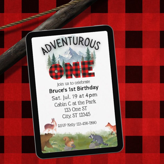 Convites Adventurous One, Woodland Animal 1st Birthday (Criador carregado)