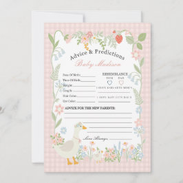 Convites Advertência Floral Gingham para Bebê de Ganso Rosa