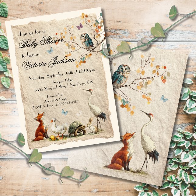 Convites Aesop's Storybook Characters Baby Shower (Criador carregado)