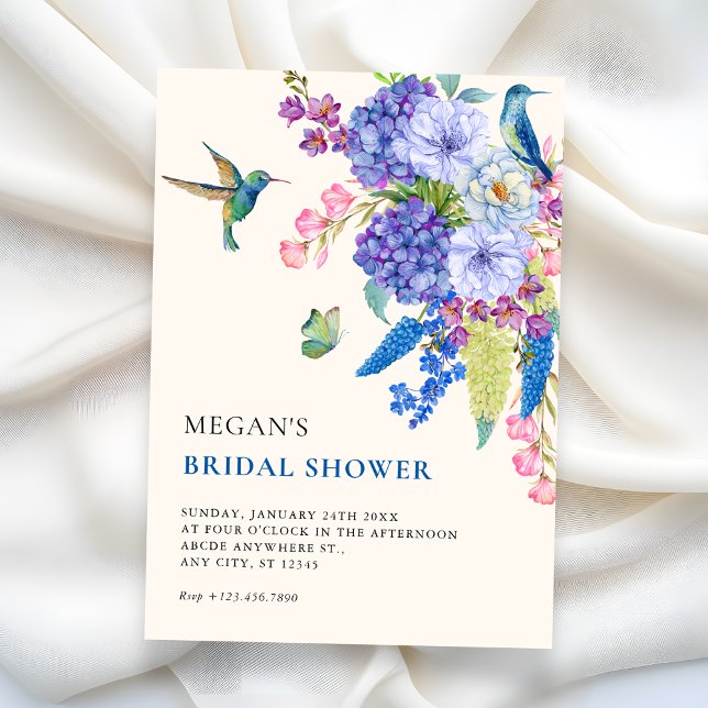 Convites Aesthetic floral bird elegant bridal shower (Criador carregado)