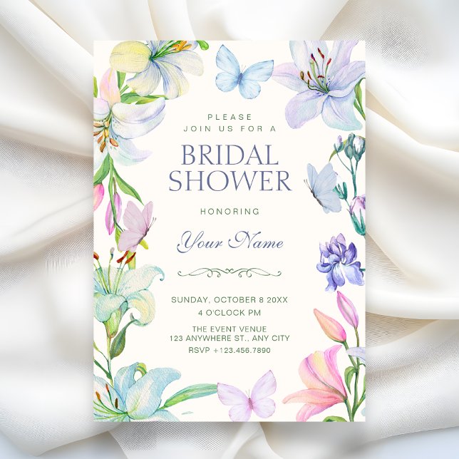 Convites Aesthetic Floral butterflies bridal shower (Criador carregado)