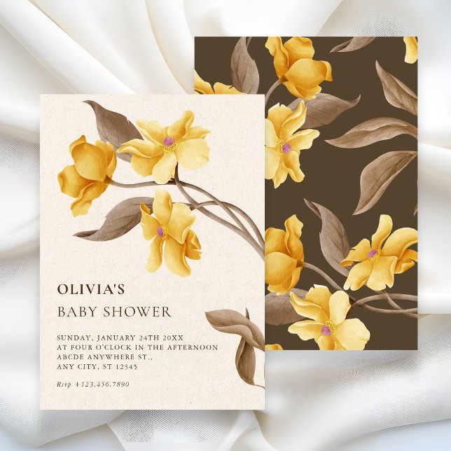 Convites Aesthetic floral minimalist elegant baby shower (Criador carregado)