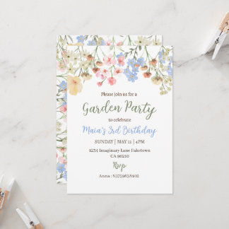 Convites Aesthetic Garden Party Floral Birthday Invitation