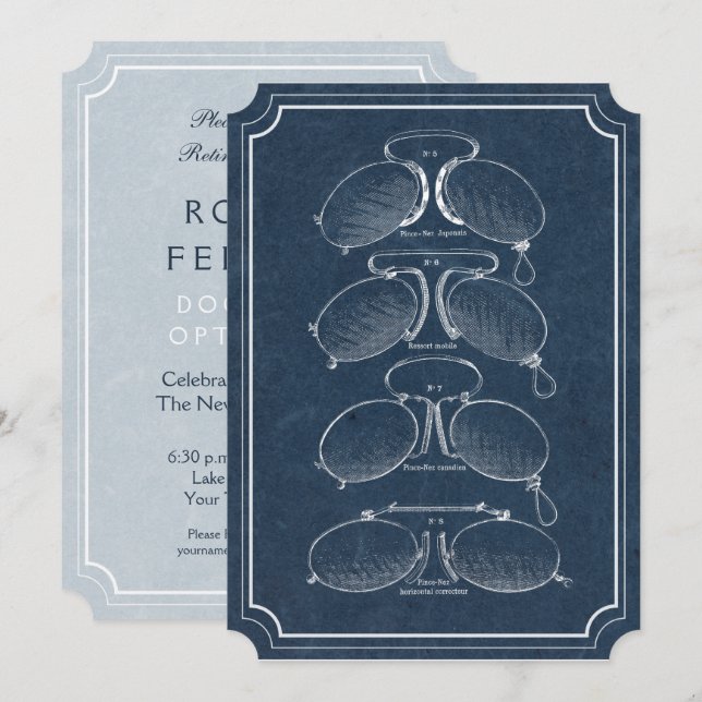 Convites Afecções oculares Médico Retimento Vintage Óculos (Frente/Verso)