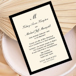 Convites Affordable Barato Pós Casamento Recepção Creme<br><div class="desc">Esses convites adoráveis e acessíveis para recepção de casamento pós-casamento apresentam um fundo creme bordeado de preto com impressão preta. O design é sobre elegância simples e clássica,  ao mesmo tempo em que é consciente do orçamento.  Direitos autorais bargainsbyhenis</div>