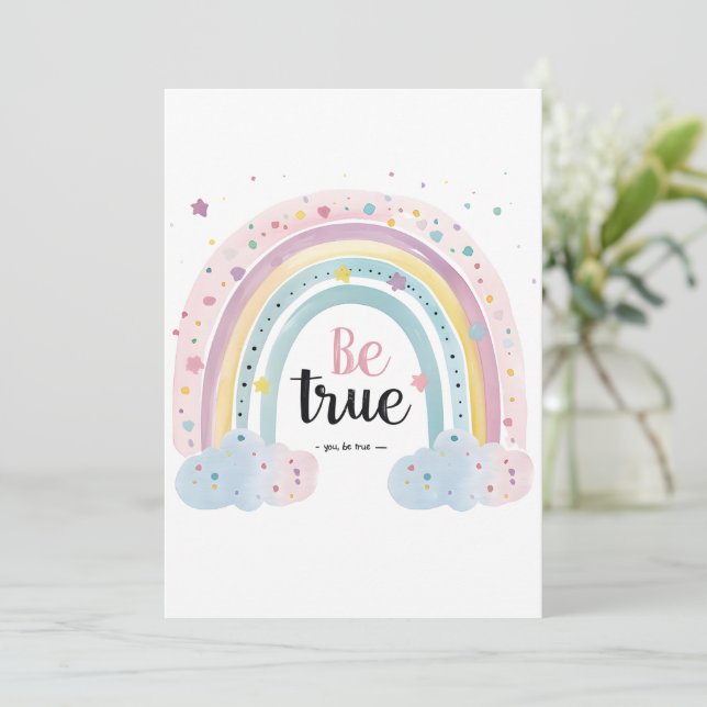Convites Afirmação de Amor Próprio Cute Pastel Seja Verdade (Em pé/Frente)