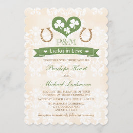 Convites Afortunado Monogrammed no casamento do trevo do