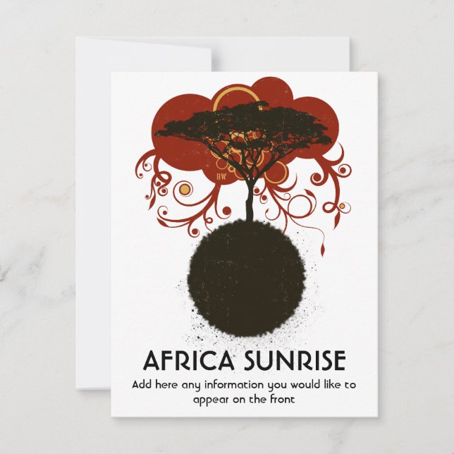 Convites África, o nascer do sol é personalizável (Frente)