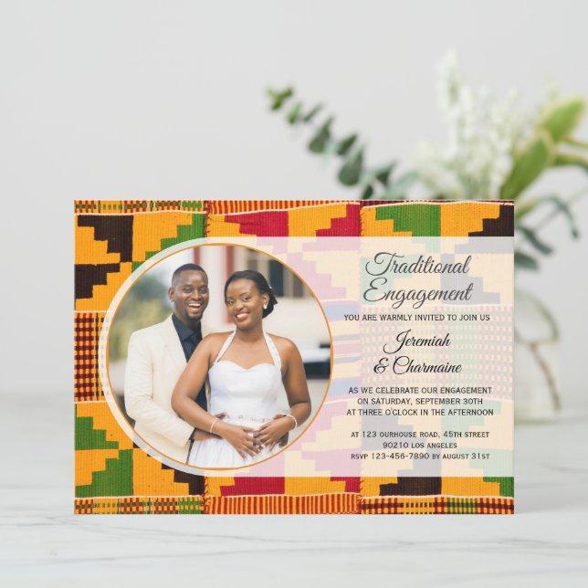 Convites African TRADITIONAL ENGAGEMENT Ghana Kente  (Em pé/Frente)