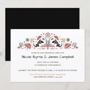 Convites Africana  Casamento Moderno de Ancara Kente Lizard