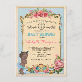 Convites Afro-americano Alice no chá do bebê do país das