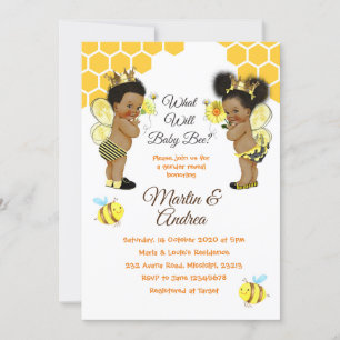 Convites Afro-Americano do Bee Gender Reveal Party